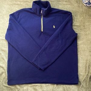 Polo by Ralph Lauren Navy Quarter-Zip Fleece Pullover with Yellow Accent